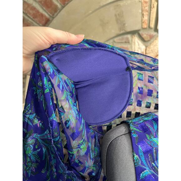 illusion dress tank tiered flutter front jacket purple blue green - Picture 16 of 16